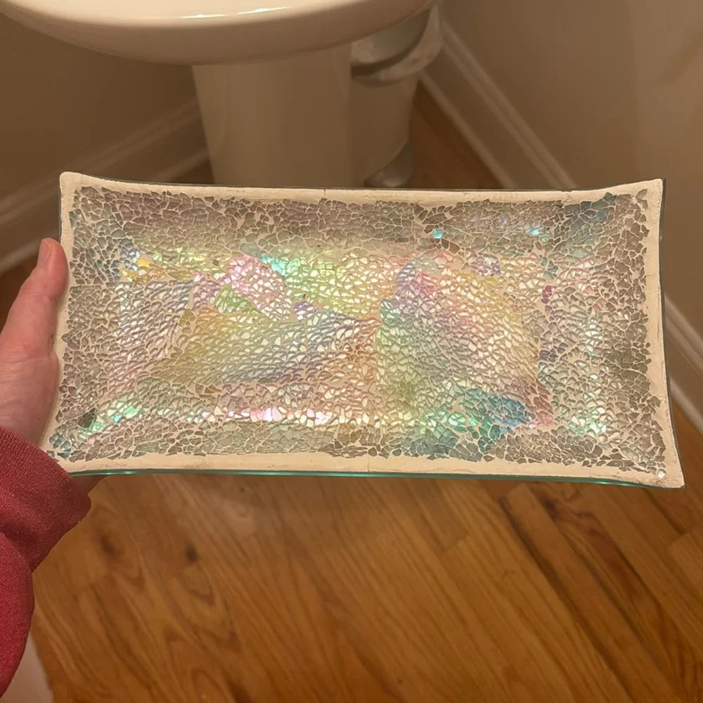 Mosaic Mirror Glass Vanity Tray Trinket Tray
